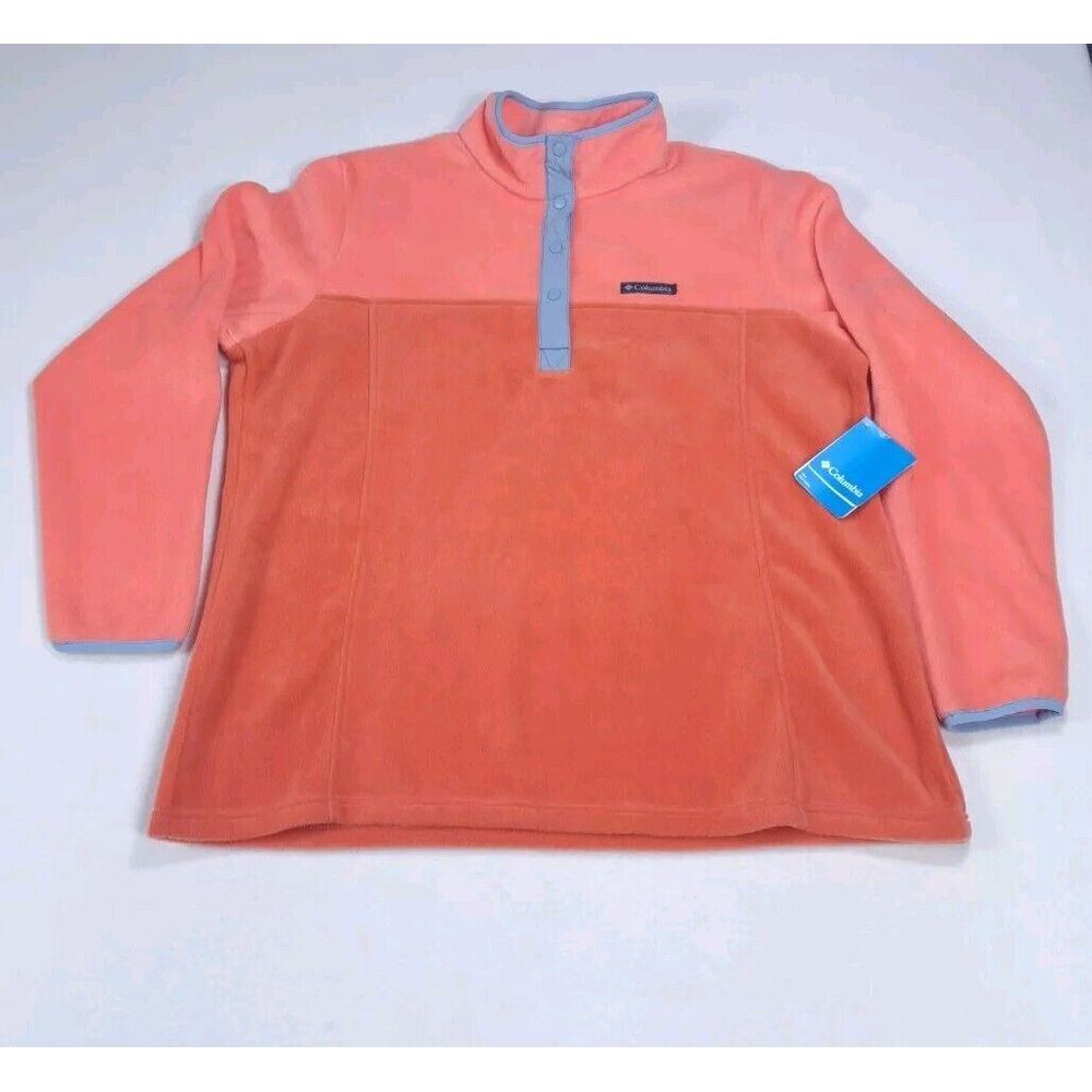 Columbia Fleece Jacket Women's Pink Blue 1X Three Lakes Gorpcore 1/4 Snap